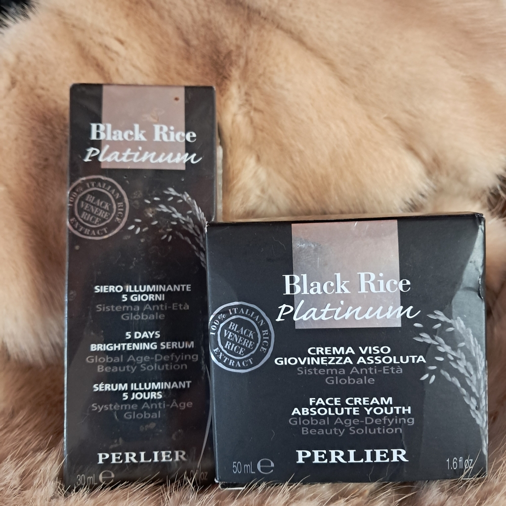 Perlier Black Rice Platinum Face Cream and Serum Set